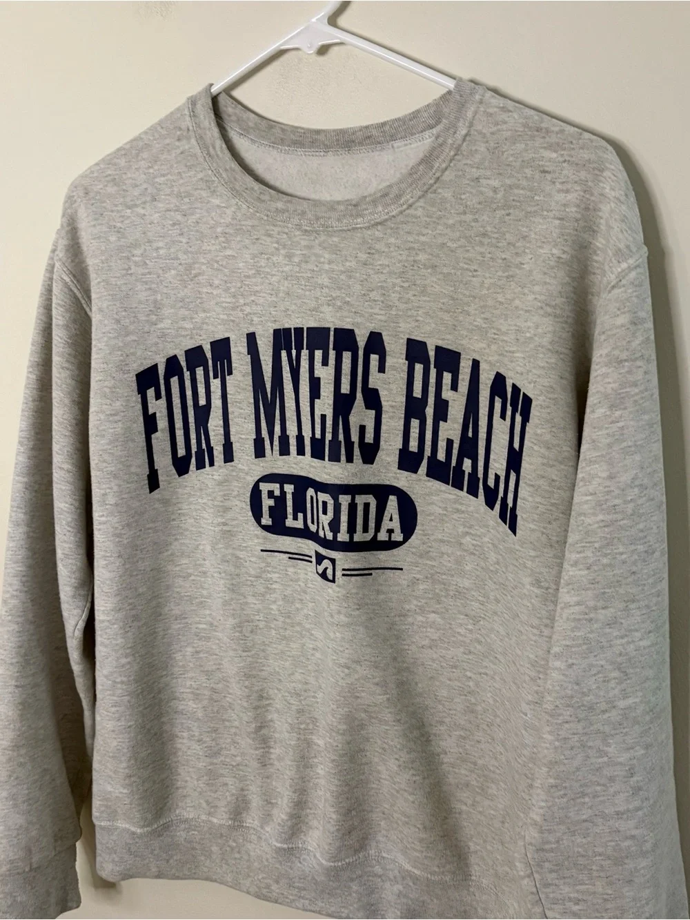 Adult Small Crewneck Sweatshirt Grey Blue Ft. Meyers Beach Florida Vacation